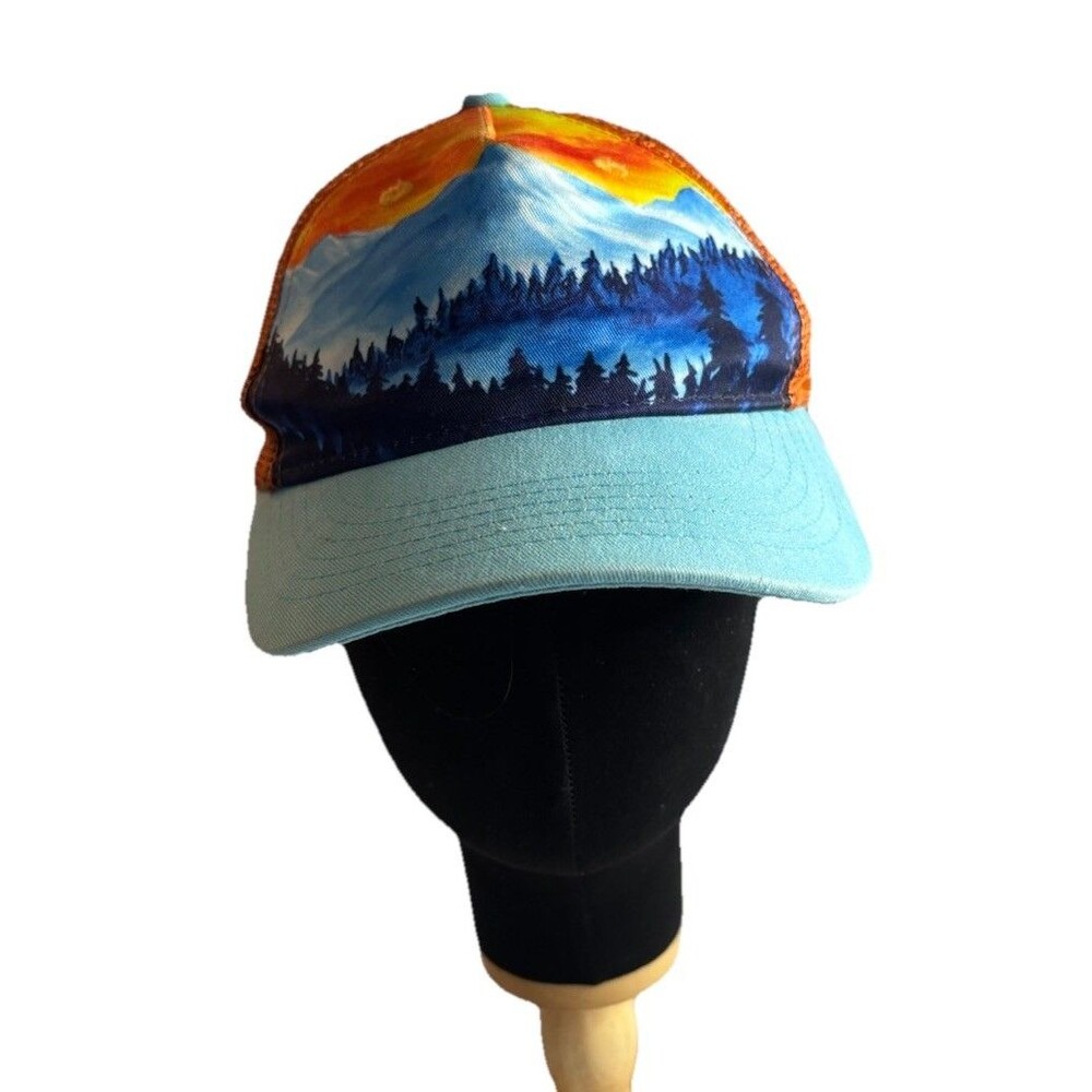 Locale Outdoors Orange Truckers Adjustable Hat Cap Rocky Mountain National Park